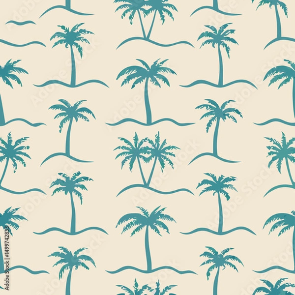 Obraz Teal Palm Tree Seamless Pattern Background