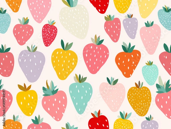 Fototapeta background pattern of colored strawberries