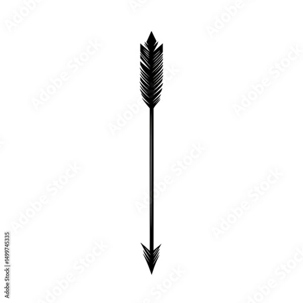 Fototapeta Minimal Arrow with Delicate Linework in Obsidian Black Isolated on Transparent Background