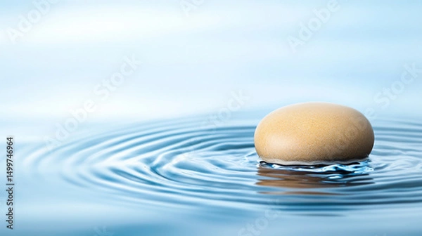 Fototapeta A solitary egg floats on calm water, creating gentle ripples in a serene environment.