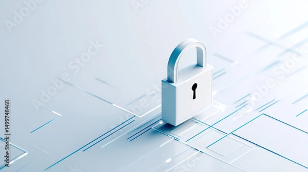 Fototapeta Digital security lock technology illustration on white background