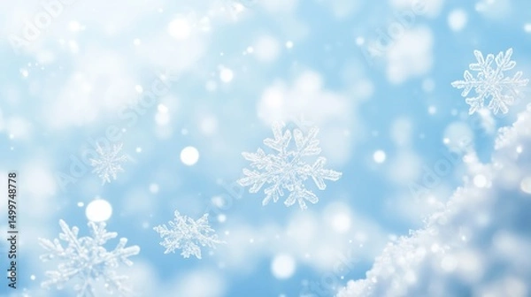 Obraz Gentle Snowflakes Falling from the Sky in a Winter Wonderland