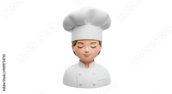 Obraz Isolated 3D Female Chef with Eyes Closed