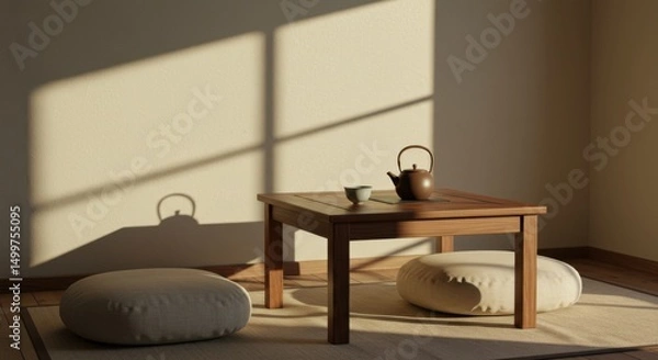 Fototapeta Tranquil Tea Corner with Meditation Cushions