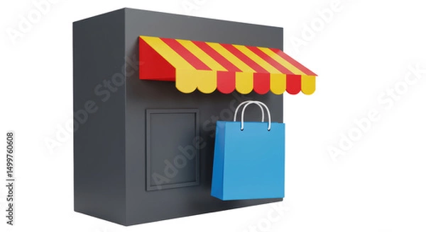 Obraz Isolated Small Storefront with Shopping Bag