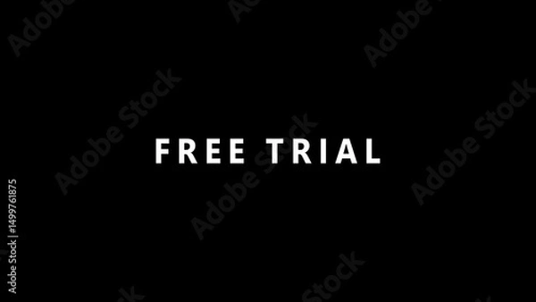 Fototapeta Simple and impactful free trial text composition in white font against a stark black background concept suitable for promotions and advertising use.