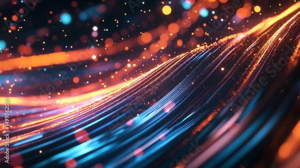 Fototapeta Abstract light trails and colorful bokeh effects for striking digital backgrounds.