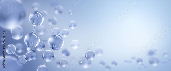 Fototapeta Bio Technology, Liquid bubble, Molecule, Science and medical background concept, 3D rendering