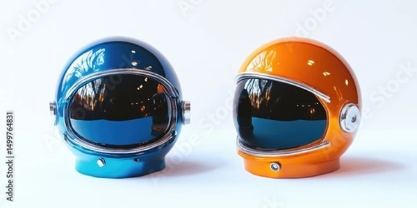 Fototapeta Two colorful astronaut helmets (1)