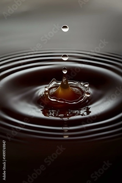 Obraz Liquid Drop Impact: Dark Ripples and Crown Splash