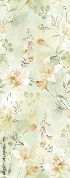 Fototapeta Exquisite Hand Rendered Flower and Scroll Motif Designs