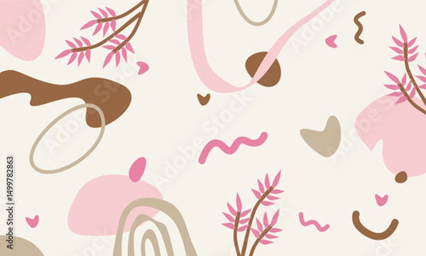 Obraz Hand drawn abstract trendy aesthetic background vector art