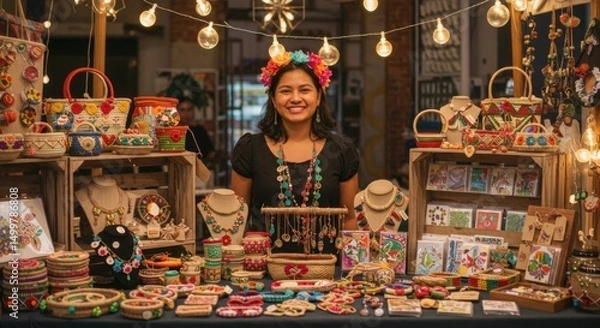Obraz Smiling Boutique Owner at Craft Table