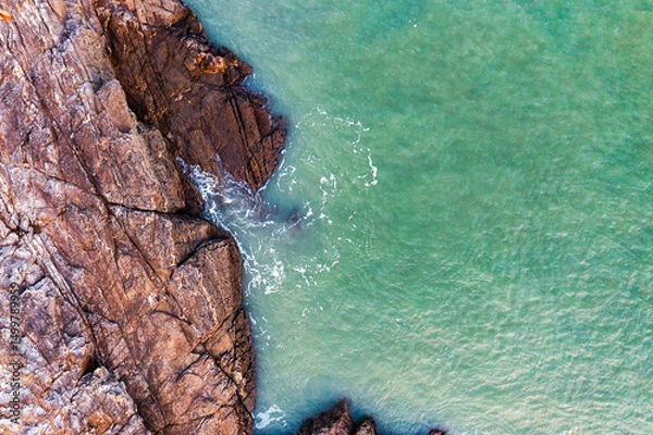 Obraz Beautiful ocean landscape from a drone. View of the ocean, rocks and sand.