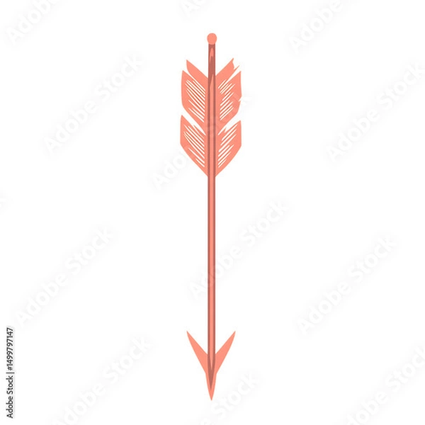 Fototapeta Modern Arrow with a Bold Silhouette in Gentle Coral Isolated on Transparent Background