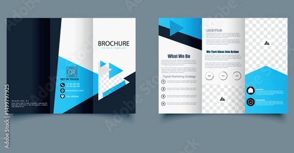 Fototapeta Corporate trifold brochure template. Ideal for business, presentations, advertising