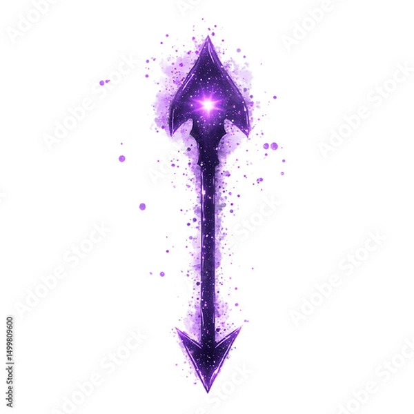Fototapeta A Bioluminescent Purple Arrow with Glowing Particle Isolated on Transparent Background