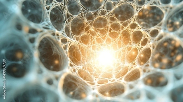 Fototapeta Abstract neural network neuron cells science background texture wallpaper design pattern connection 3d render