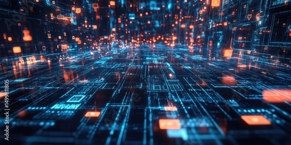 Fototapeta Digital circuitry network