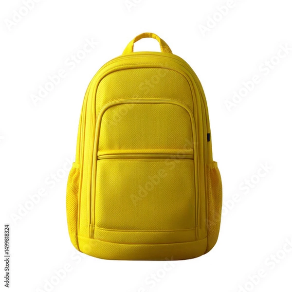 Obraz Vibrant yellow backpack with multiple compartments and sturdy handle, perfect for school or travel. design is simple yet functional, offering ample storage space