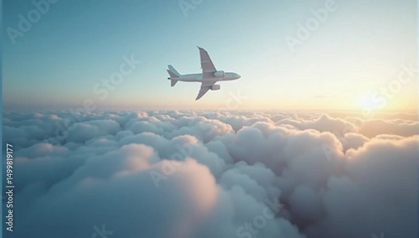 Fototapeta airplane in the clouds