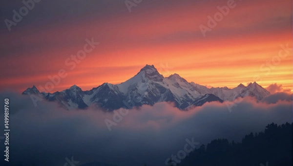 Fototapeta sunrise in the mountains