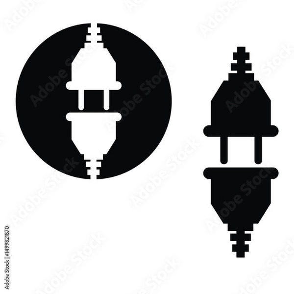 Fototapeta Abstract splash style vector Black-white Plug icon design . Plug Black-white  icon design template.