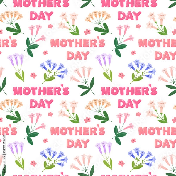 Obraz Seamless pattern Mother's Day, cute pattern with flowers for the holiday.
