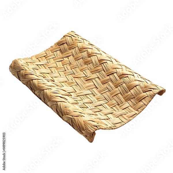 Fototapeta Minimalist Woven Straw Beach Mat Isolated on Transparent Background