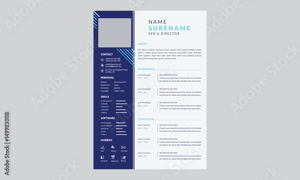 Fototapeta Corporate and professional resume curriculum template design