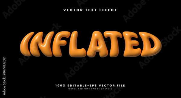 Fototapeta 3D Inflated Style editable text effect Template
