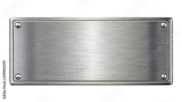 Obraz silver shiny blank metal nameplate isolated on transparent white background, clipping path