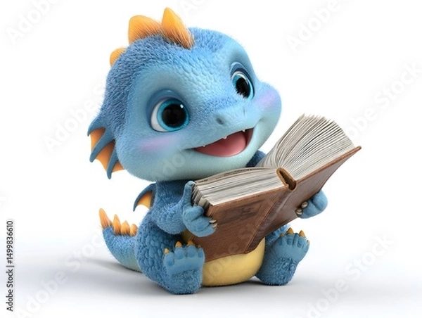 Obraz 3D Dragon Hugging a Book