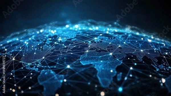 Obraz Concept of a global business network with abstract digital connections. 