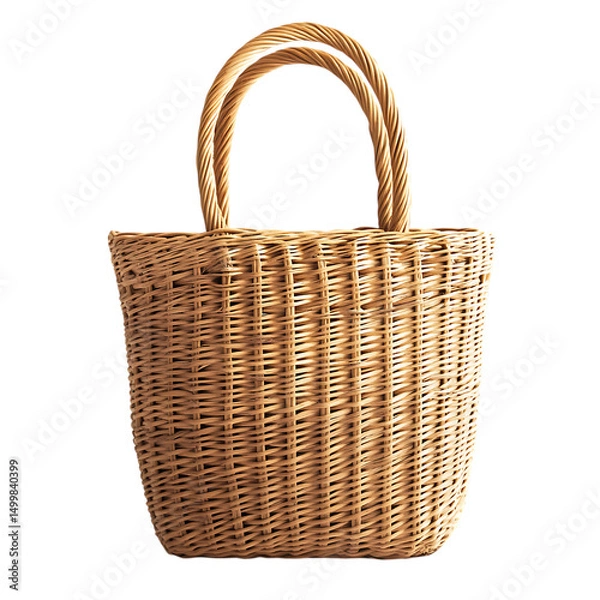 Fototapeta Elegant Straw Tote Bag with Refined Delicate Weaving Isolated on Transparent Background