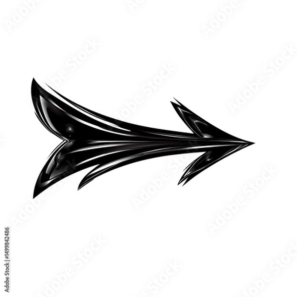 Fototapeta Abstract Arrow with Layered Dynamic Motifs in Gloss Isolated on Transparent Background