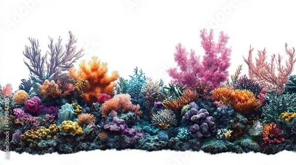 Obraz Coral reef ecosystem, isolated on a transparent background
