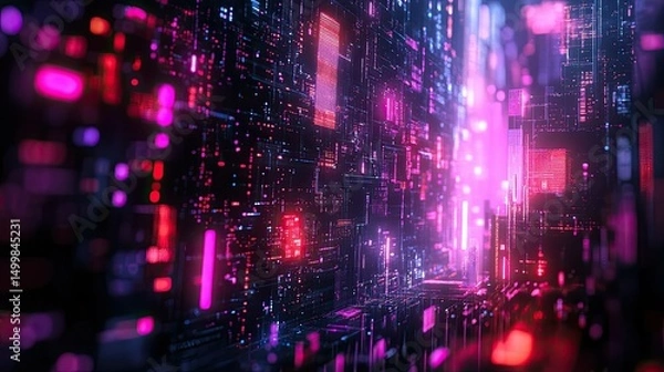 Obraz Cyber-themed abstract circuit design, AI-generated