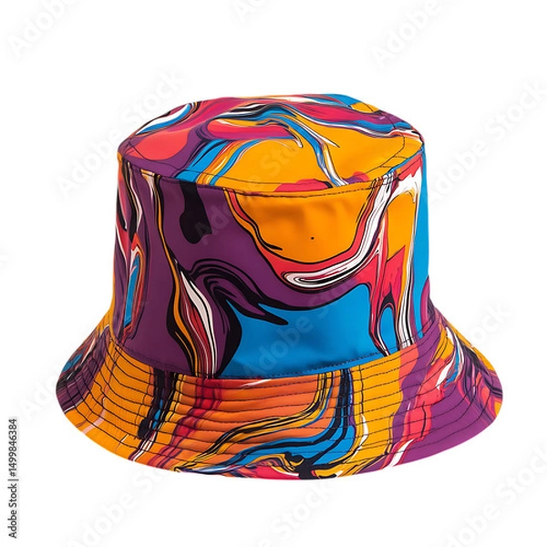 Fototapeta Trendy Bucket Hat with Bold Modern Print and a Sh Isolated on Transparent Background