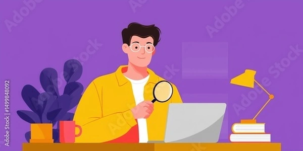 Obraz Recruiter conducting online background checks for candidate evaluation and verification