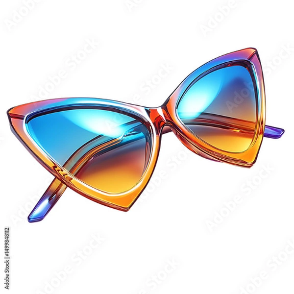Fototapeta Vibrant Cat Eye Sunglasses with Futuristic Design Isolated on Transparent Background