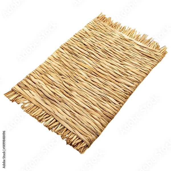 Fototapeta Elegant Minimalist Straw Beach Mat Isolated on Transparent Background