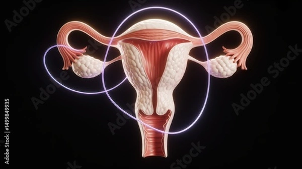 Fototapeta Detailed 3D Rendering of Female Reproductive System in Gigapixel Quality