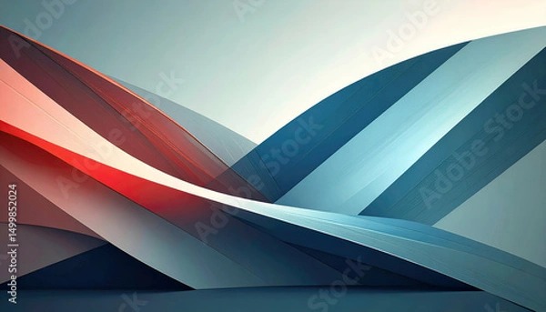 Fototapeta Abstract image of layered paper with red white and blue color gradients.