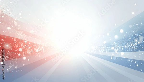 Fototapeta Abstract background with red white and blue colors radiating light.