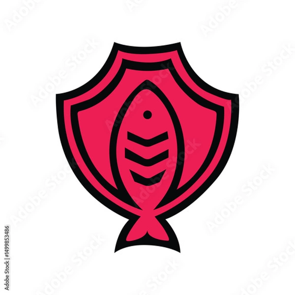 Fototapeta Fish logo with shield concept. shield fish logo. 