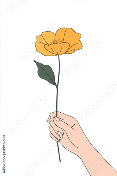 Fototapeta Minimal floral illustration with soft translucent petals and delicate linework – a modern and elegant botanical design, perfect for stationery, decor, and seasonal creative projects.