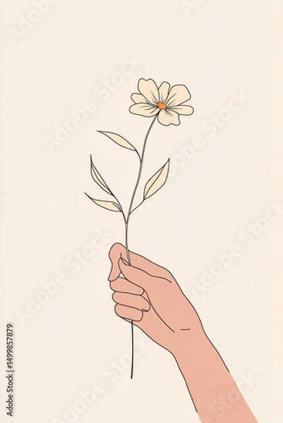 Fototapeta Minimal floral illustration with soft translucent petals and delicate linework – a modern and elegant botanical design, perfect for stationery, decor, and seasonal creative projects.
