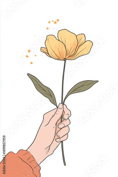 Fototapeta Minimal floral illustration with soft translucent petals and delicate linework – a modern and elegant botanical design, perfect for stationery, decor, and seasonal creative projects.