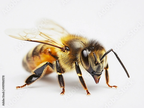 Fototapeta Close-up view of a bee revealing intricate details Generative AI